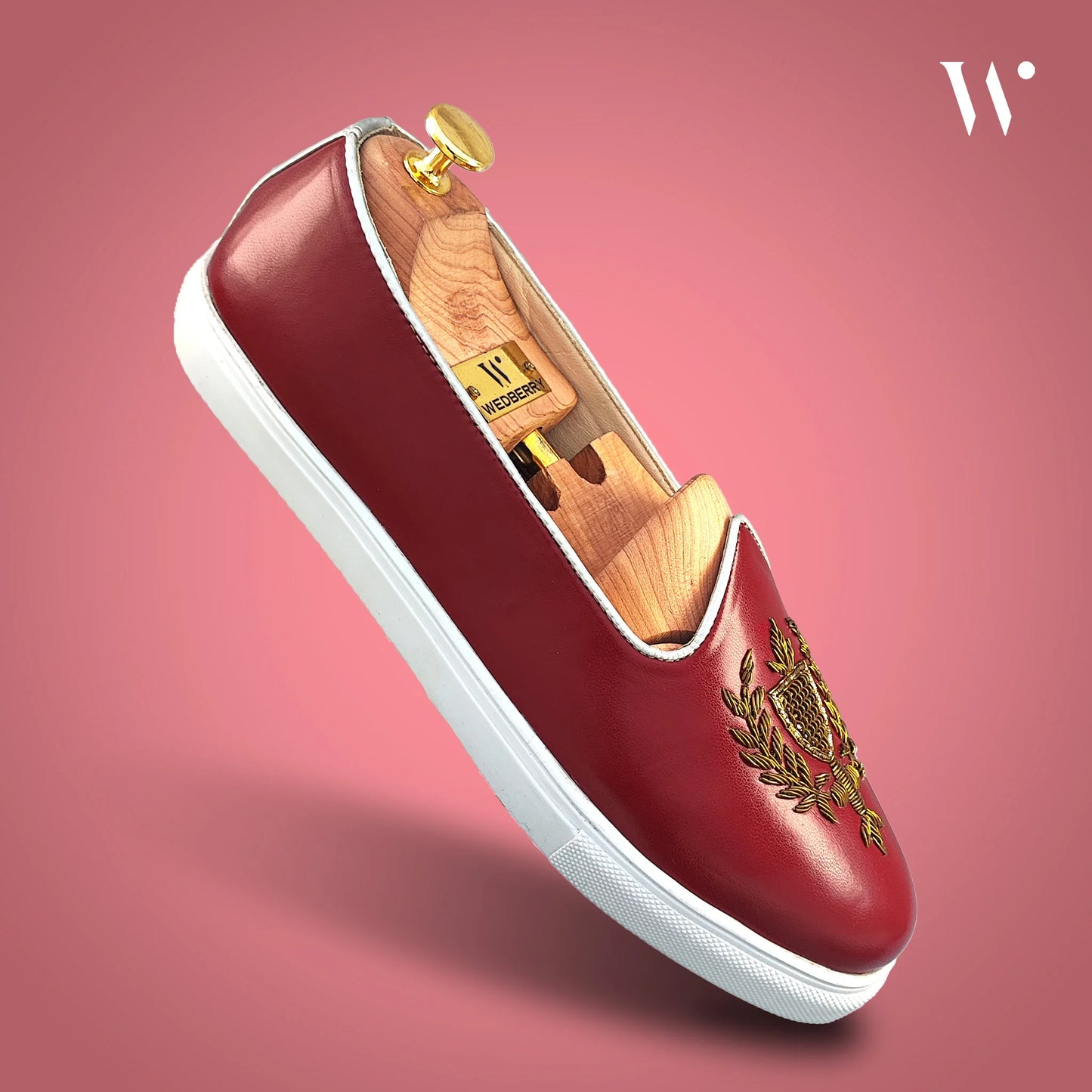 Maroon Zardozi Handwork Wedding Sneaker Shoes Ethnic Mojari for Men