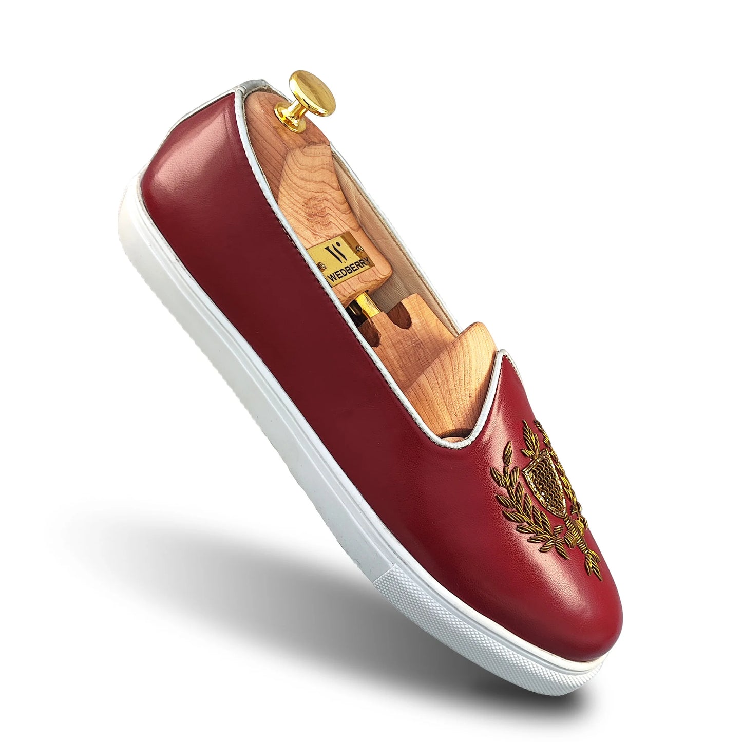 Maroon Zardozi Handwork Wedding Sneaker Shoes Ethnic Mojari for Men