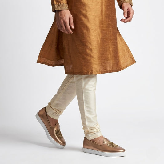 Light Copper  Zardozi Handwork Wedding Sneaker Shoes Ethnic Mojari for Men
