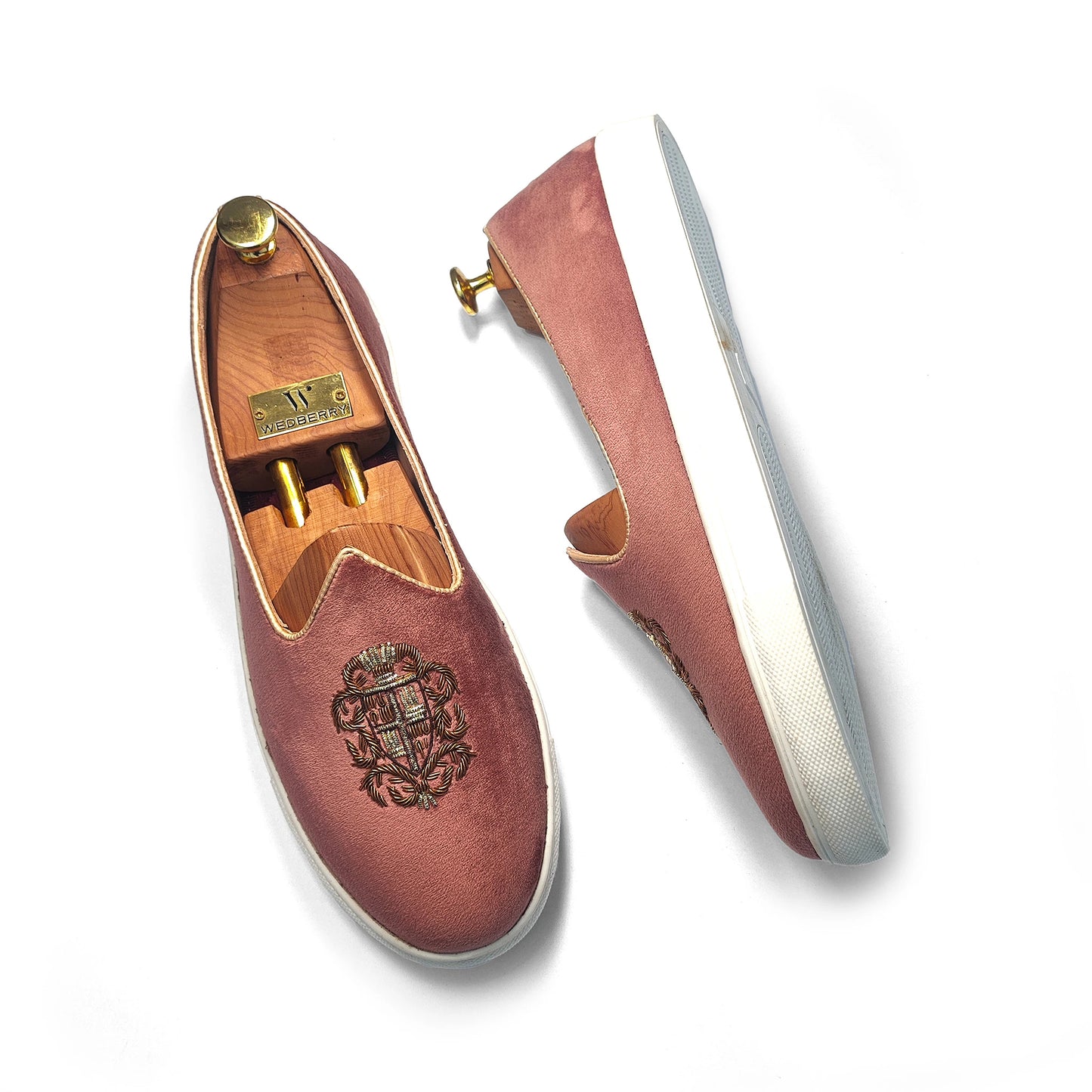 Fusia Pink Zardozi Handwork Wedding Sneaker Shoes Ethnic Mojari for Men
