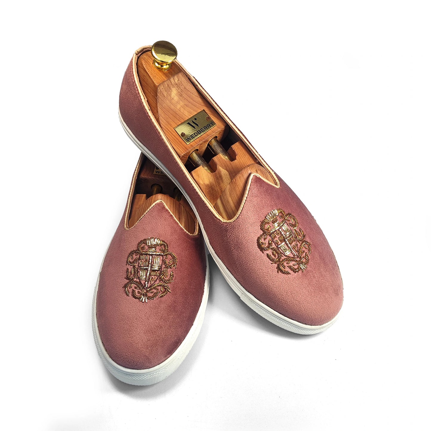 Fusia Pink Zardozi Handwork Wedding Sneaker Shoes Ethnic Mojari for Men