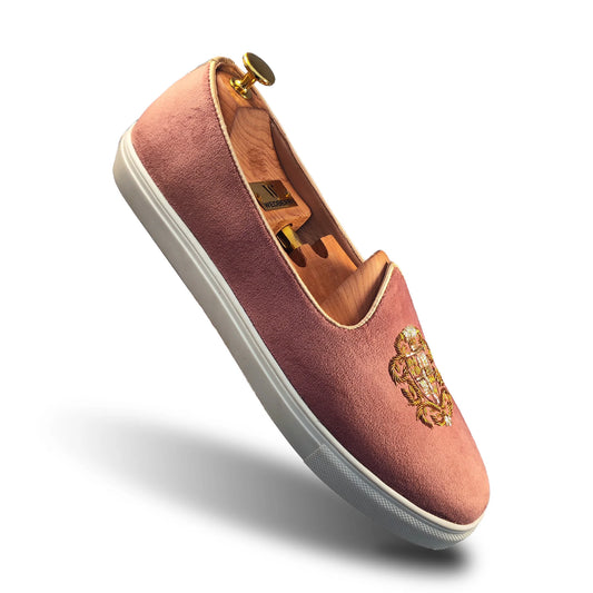 Fusia Pink Zardozi Handwork Wedding Sneaker Shoes Ethnic Mojari for Men