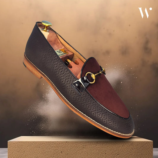 Brown Synthetic and Velvet with Buckle Ethnic Wedding Ethnic Shoes Party Loafer Slipon for Men