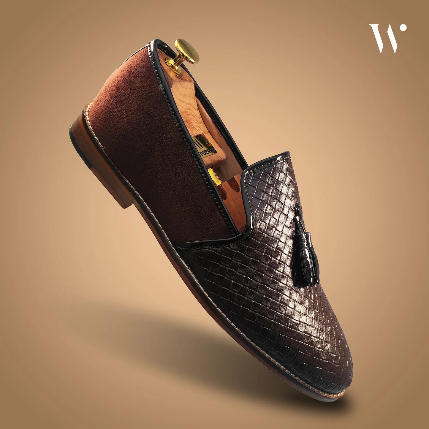 Brown Checkered Tassel Slip-on Shoes Dress and Party Shoes for Men