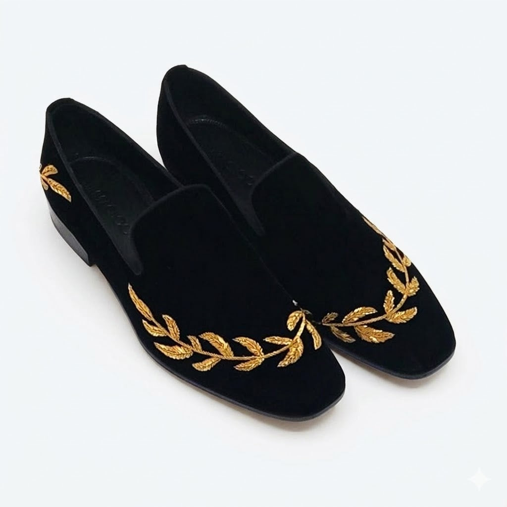 Black Velvet with Antique Gold Zardozi Handwork for Men