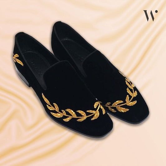 Black Velvet with Antique Gold Zardozi Handwork for Men