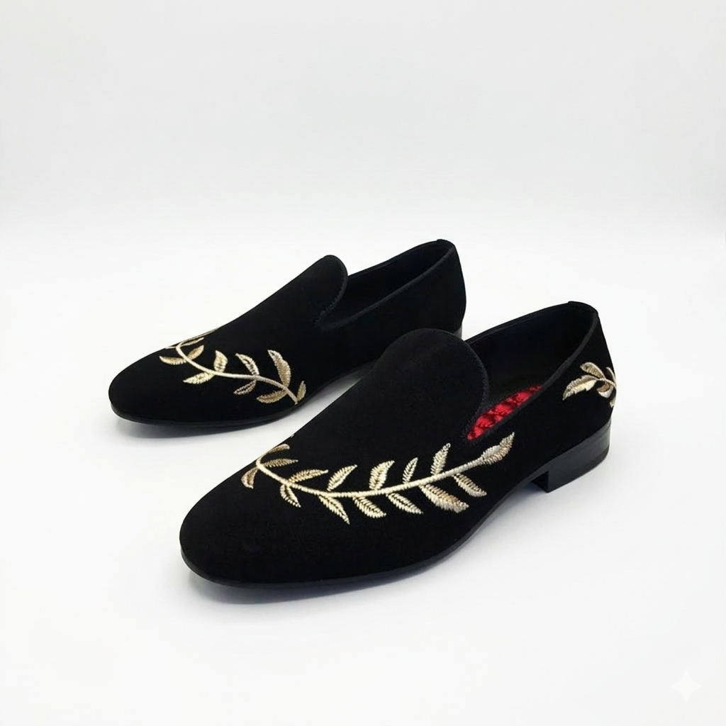 Black Velvet with Light Gold Zardozi Handwork for Men