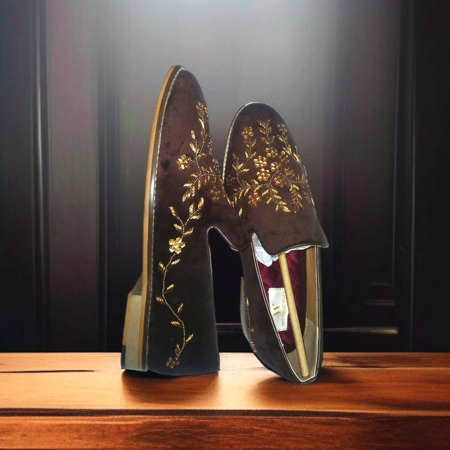 Kasturi Brown Shoes with Zardozi Handwork