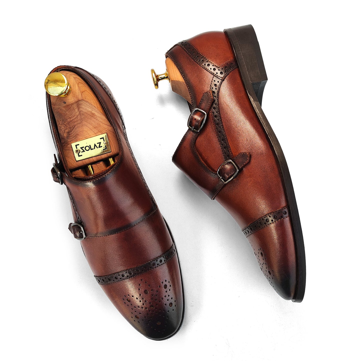 Premium Real Leather Solaz Double Monk Dress Shoes for Men